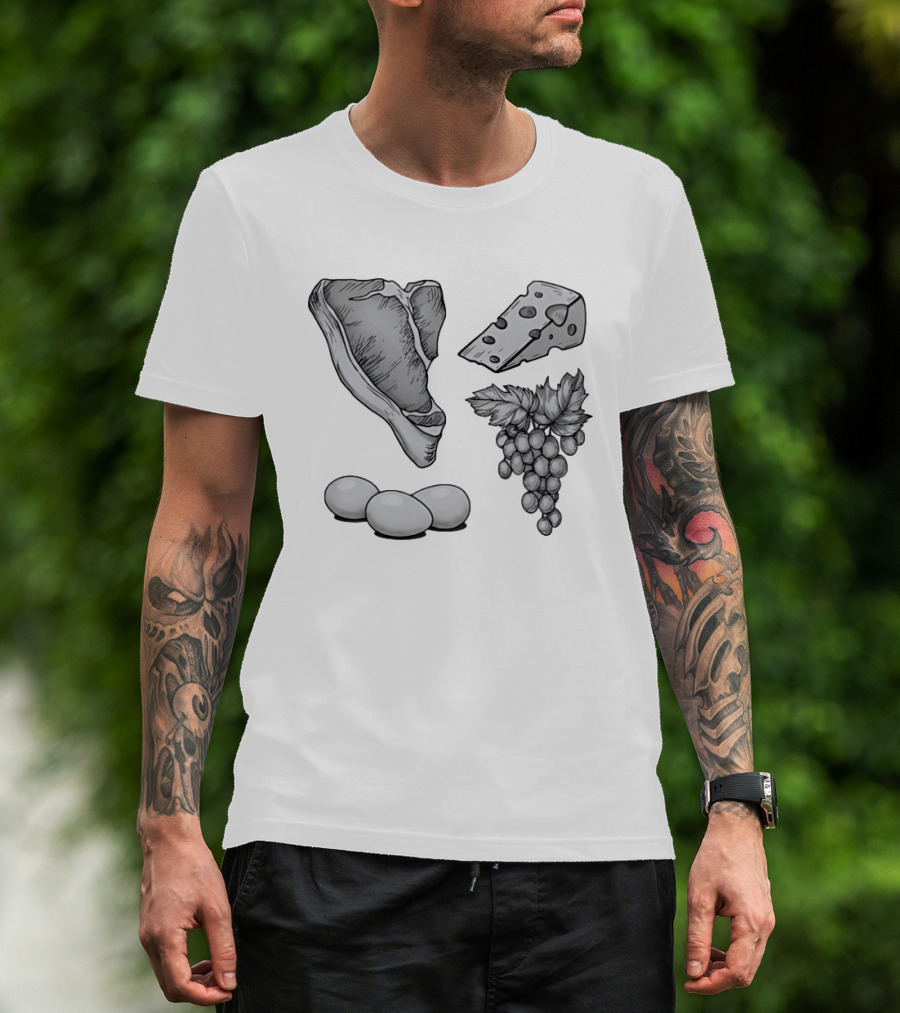 Steak Cheese Eggs Grape Juice Food T-Shirt