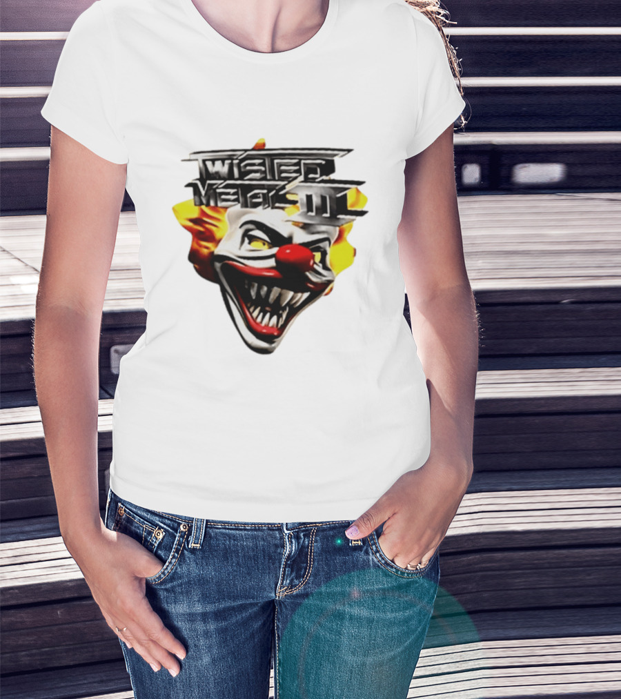 Twisted Metal III Sweet Tooth Clown Face Fiery Hair T-Shirt