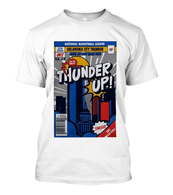National Basketball League Oklahoma City Thunder Up Comic Swish They're Back OKC Basketball T-Shirt