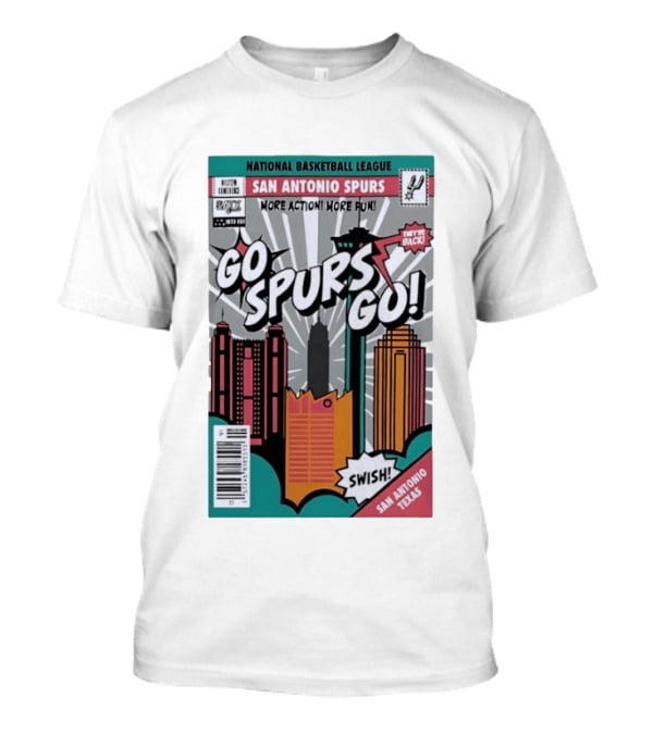 National Basketball League San Antonio Spurs More Action More Fun Go Spurs Go Swish Back Texas T-Shirt