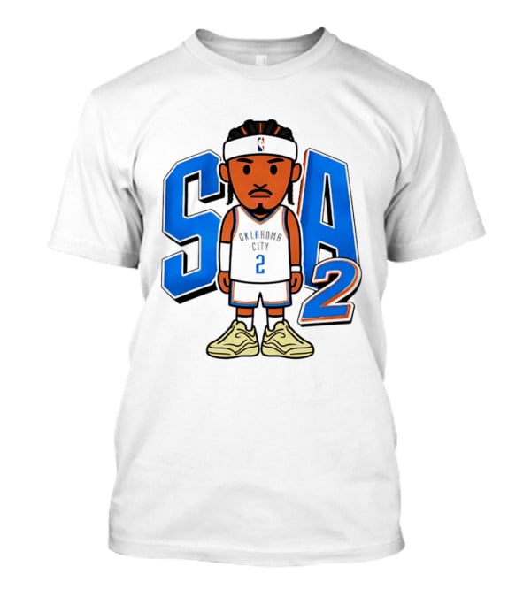 Shai Gilgeous Alexander Oklahoma City 2 Blue SA Caricature T-Shirt