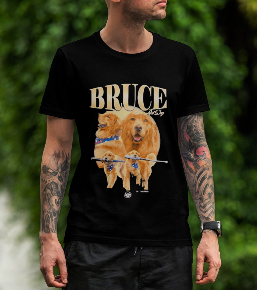 Bruce The Bat Dog Rochester Red Wings Baseball Golden Retriever T-Shirt