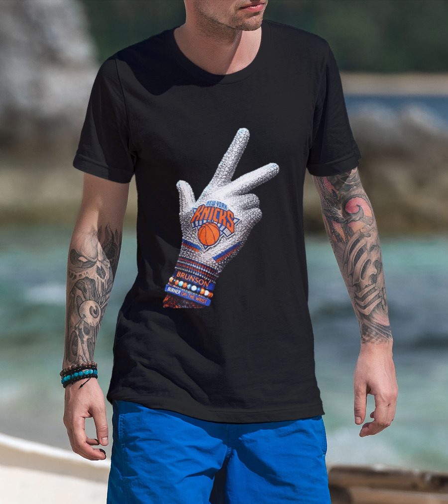 New York Knicks Iceman Jalen Brunson Burner On The Wrist Diamond Chain T-Shirt