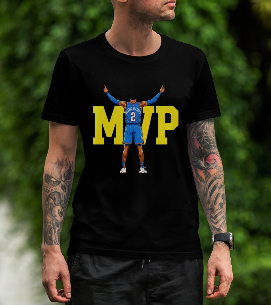 MVP Back 2 Back Shai Gilgeous Alexander Oklahoma City Thunder Basketball Player Blue Jersey Number 2 T-Shirt