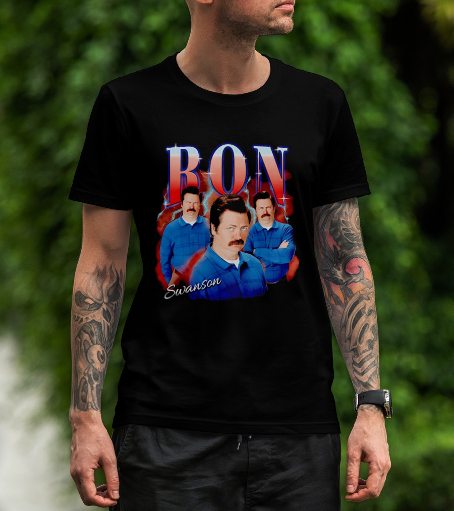 Ron Swanson Triple Image Humor T-Shirt
