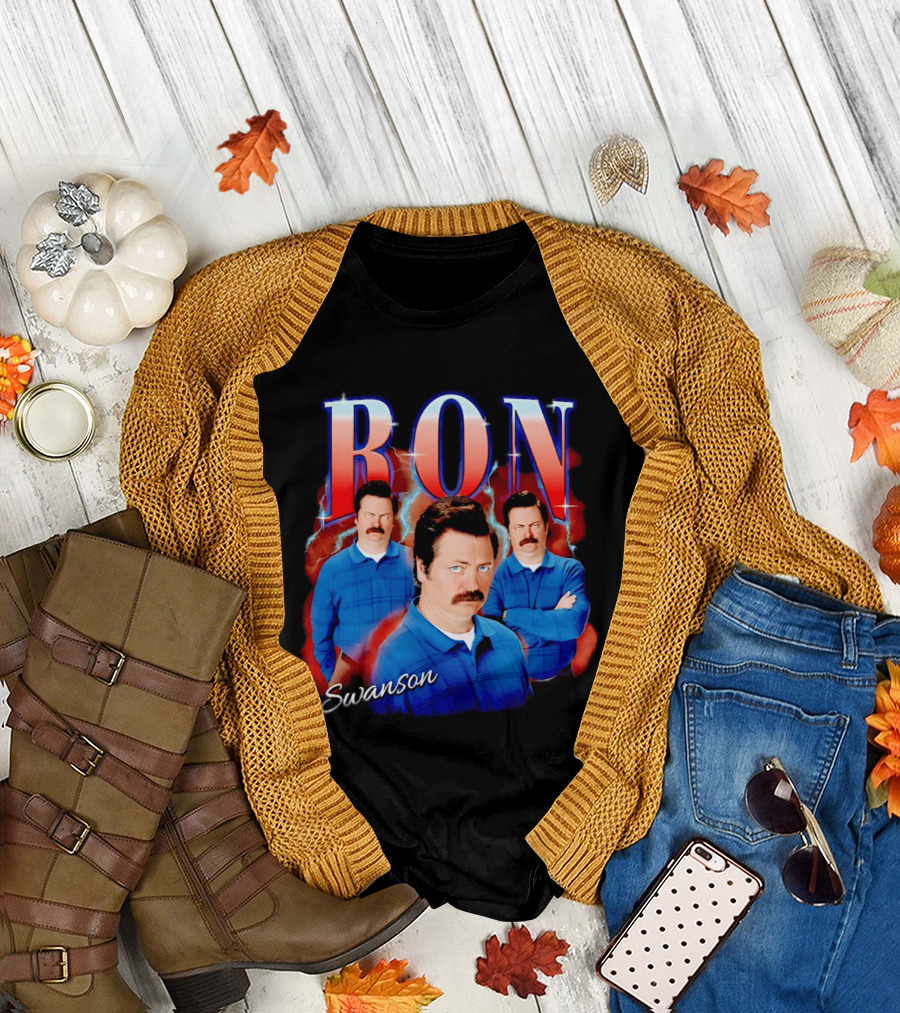 Ron Swanson Triple Image Humor T-Shirt