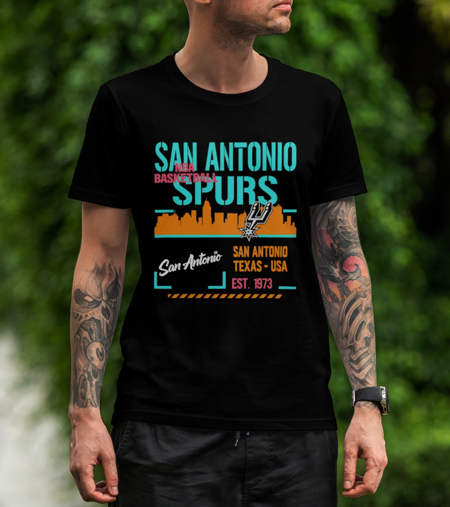 San Antonio Spurs Basketball Skyline Texas USA Est 1973 T-Shirt