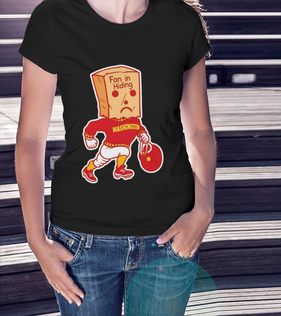 Washington Commanders Fan In Hiding Paper Bag Football Humor T-Shirt