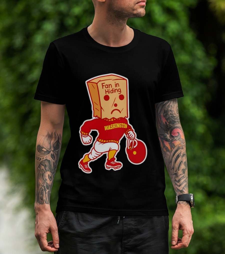 Washington Commanders Fan In Hiding Paper Bag Football Humor T-Shirt