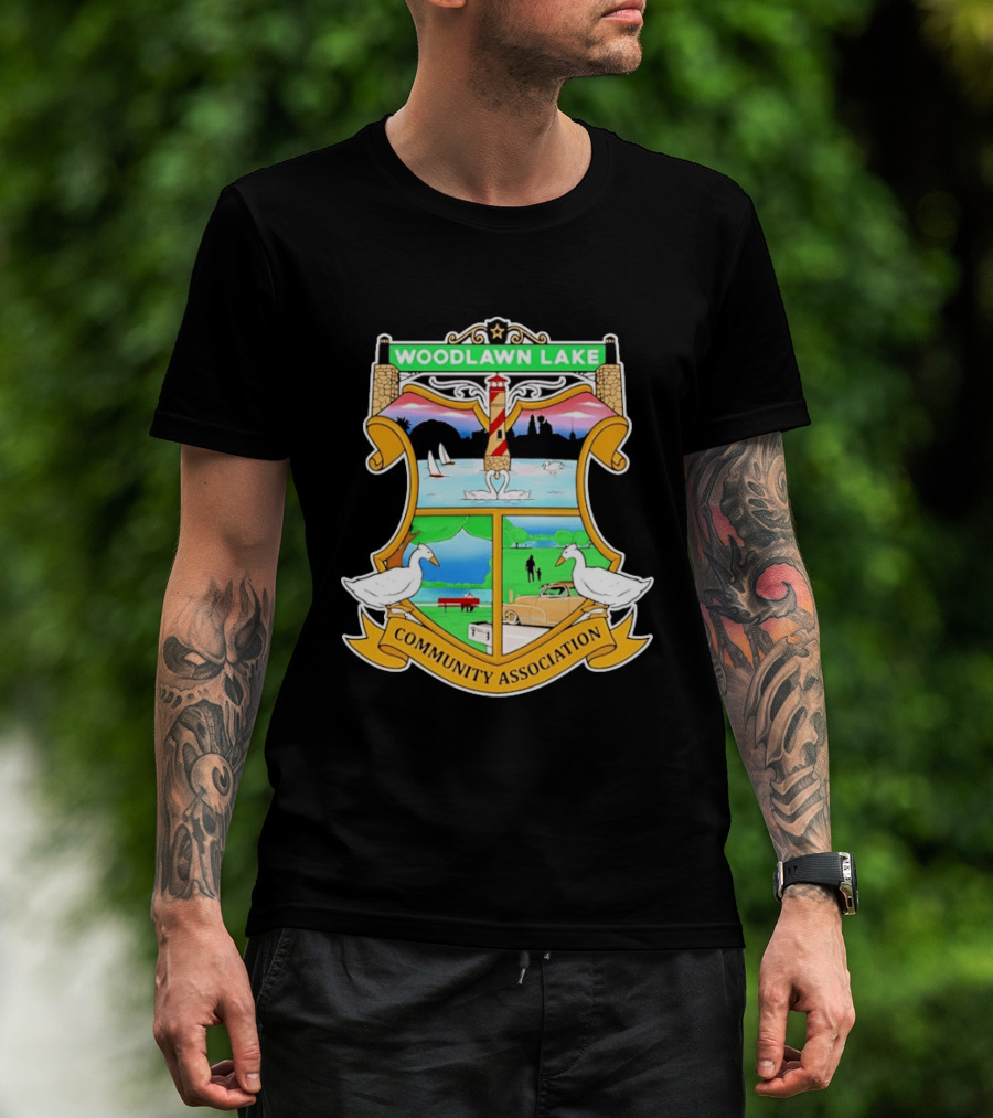 Woodlawn Lake Community Association Scenic Emblem In San Antonio Texas T-Shirt
