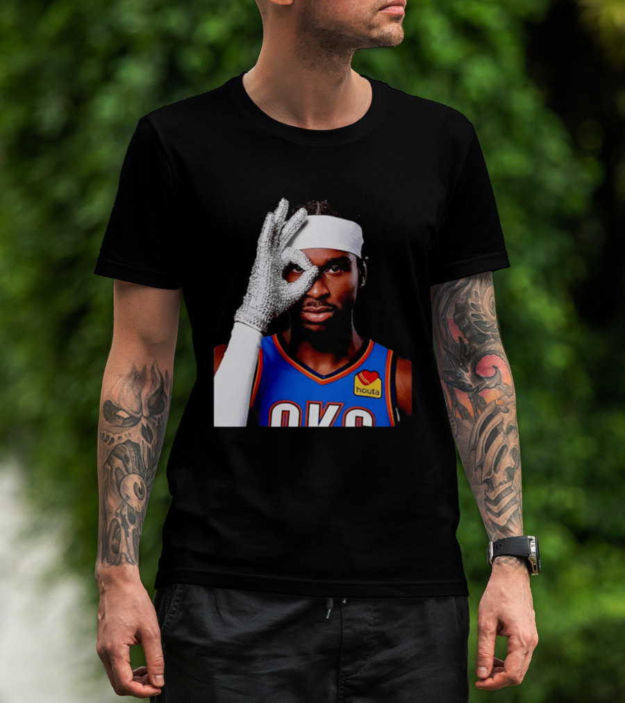 Shai Gilgeous Alexander OKC Thunders Houta Jersey Iceman Glove Gesture T-Shirt
