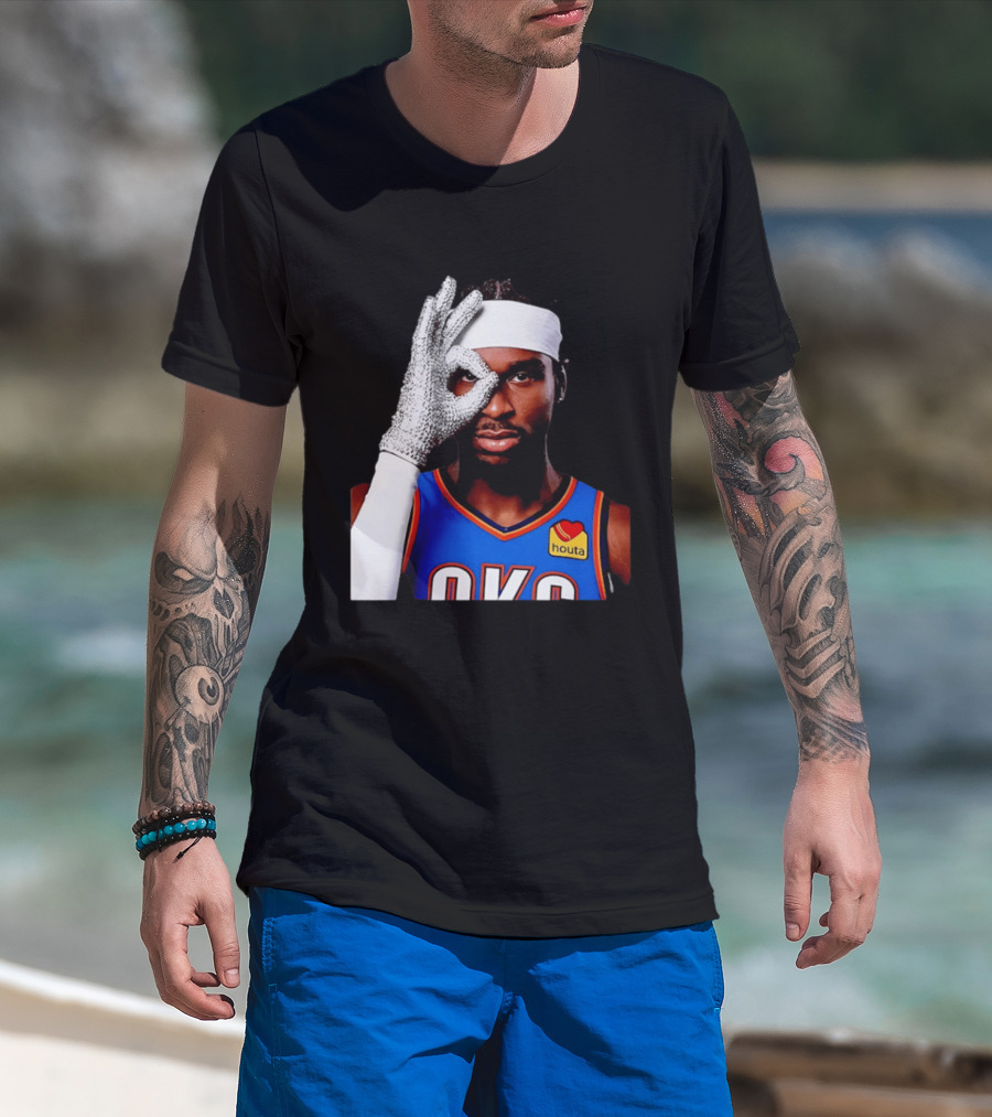 Shai Gilgeous Alexander OKC Thunders Houta Jersey Iceman Glove Gesture T-Shirt