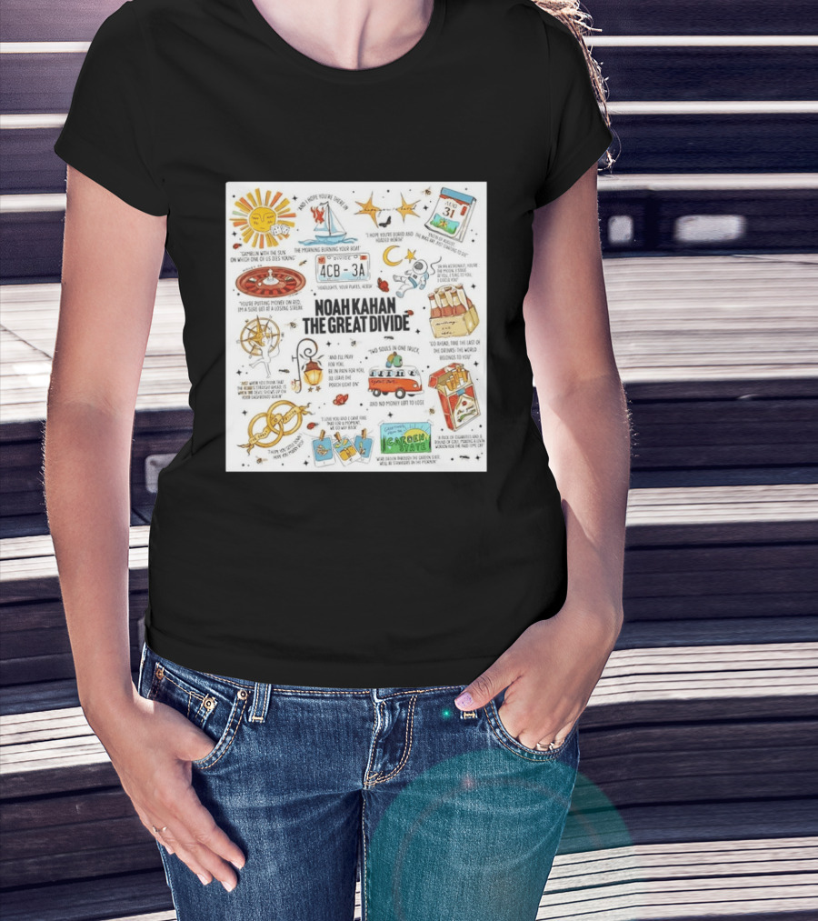 Noah Kahan The Great Divide Album Art Lyric Doodle August 31 Highlights T-Shirt