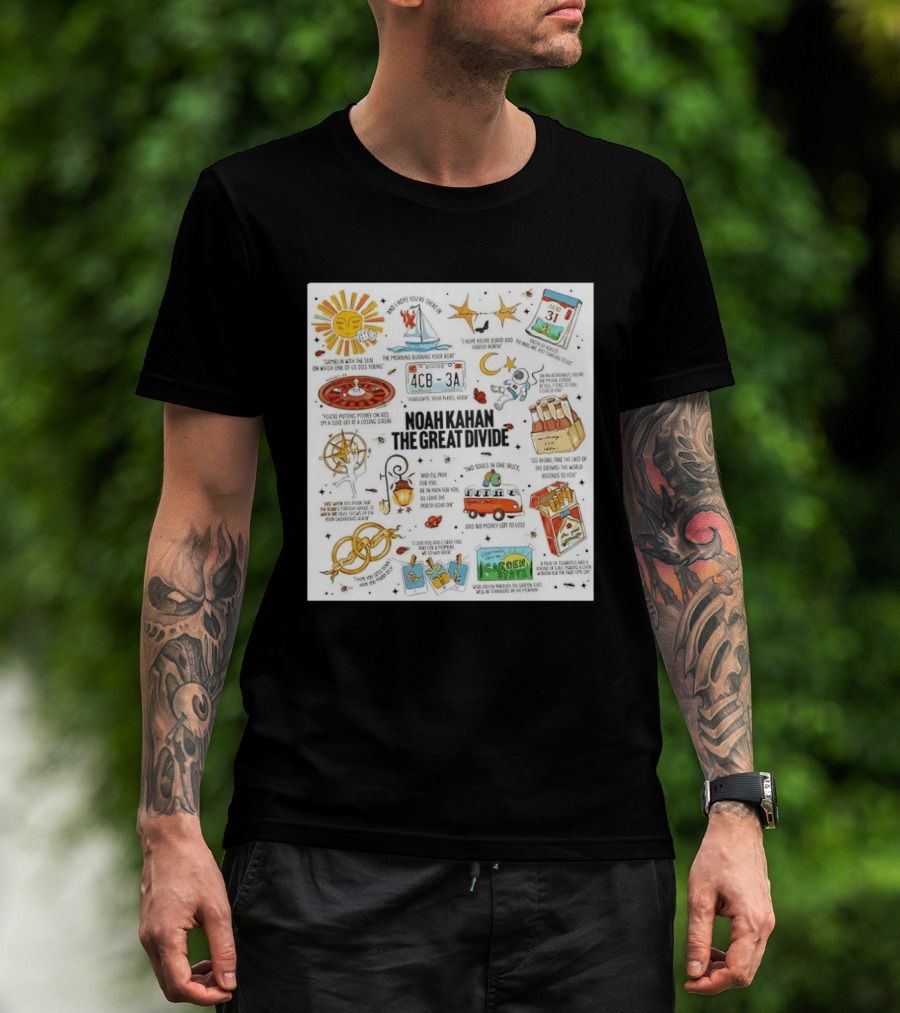 Noah Kahan The Great Divide Album Art Lyric Doodle August 31 Highlights T-Shirt