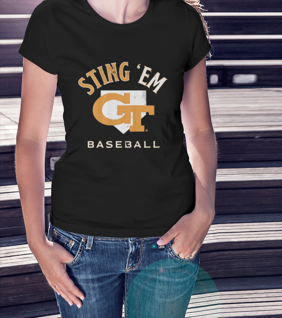 Georgia Tech Yellow Jackets Sting 'Em GT Baseball Home Plate T-Shirt