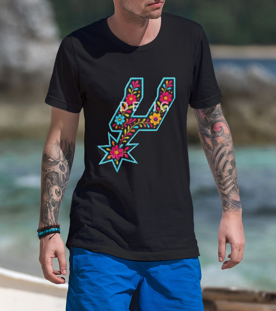 Original Spurs Floral San Antonio Spurs Basketball Nba 2026 Floral Pattern Spurs Logo 2026 T-Shirt