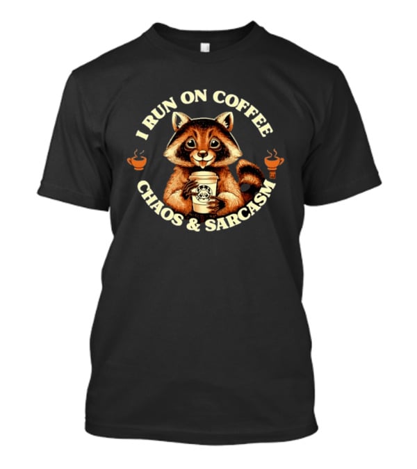 I Run On Coffee Chaos And Sarcasm Raccoon Vintage Coffee Lover T-Shirt