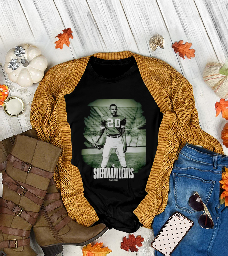 Sherman Lewis 1942 2026 Legendary Number 20 Football T-Shirt