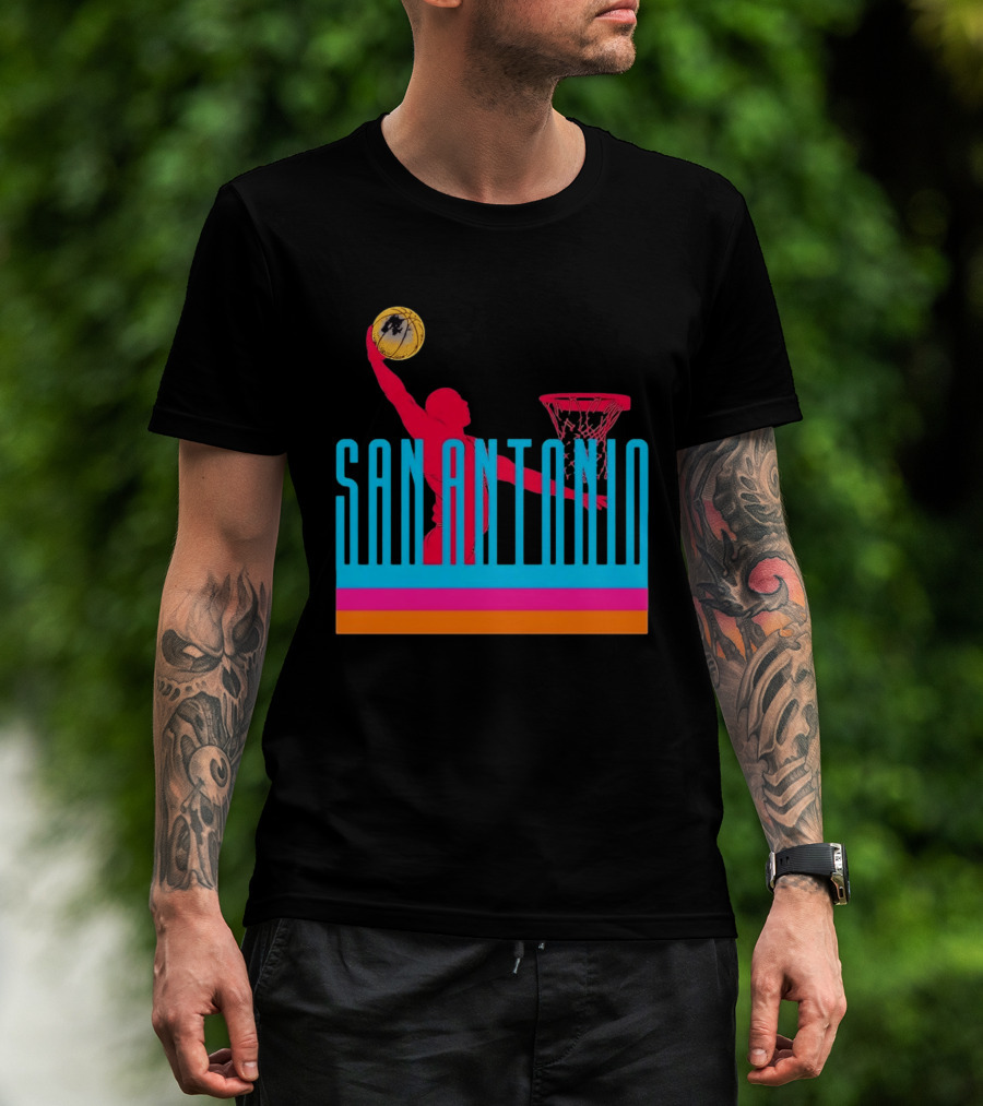 San Antonio Basketball Dunking Pink T-Shirt