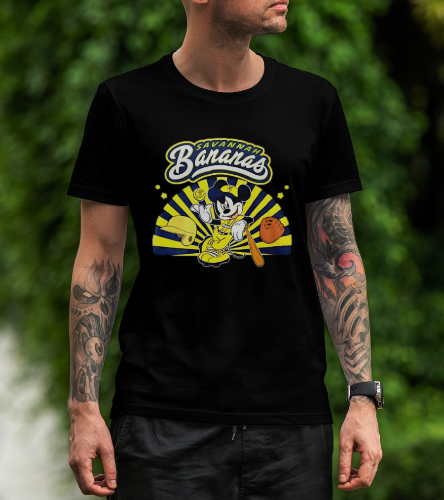 Savannah Bananas Mickey Mouse Baseball Team Sports Fan T-Shirt
