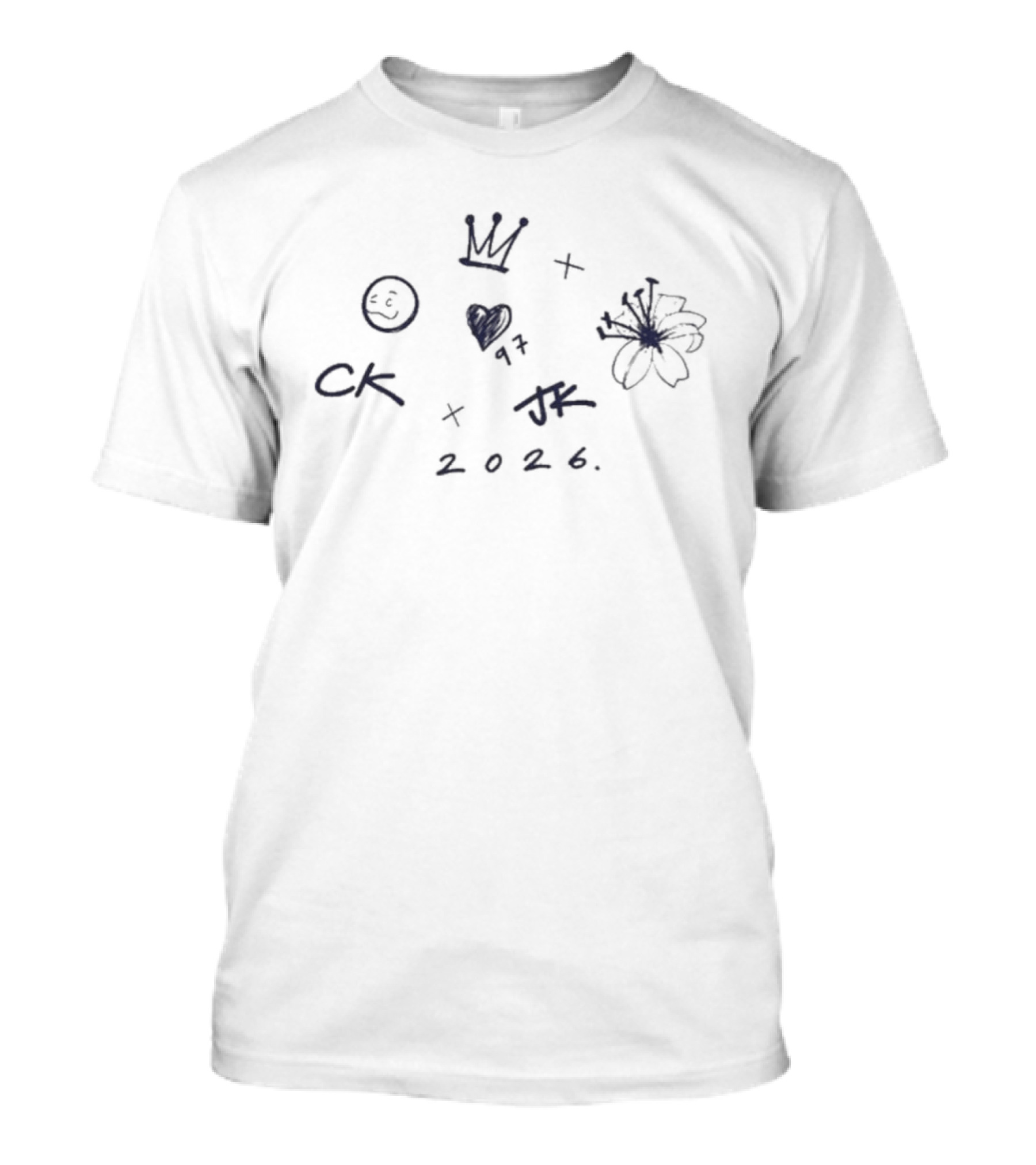 CK Heart JK 2026 Crown Flower Smiley T-Shirt