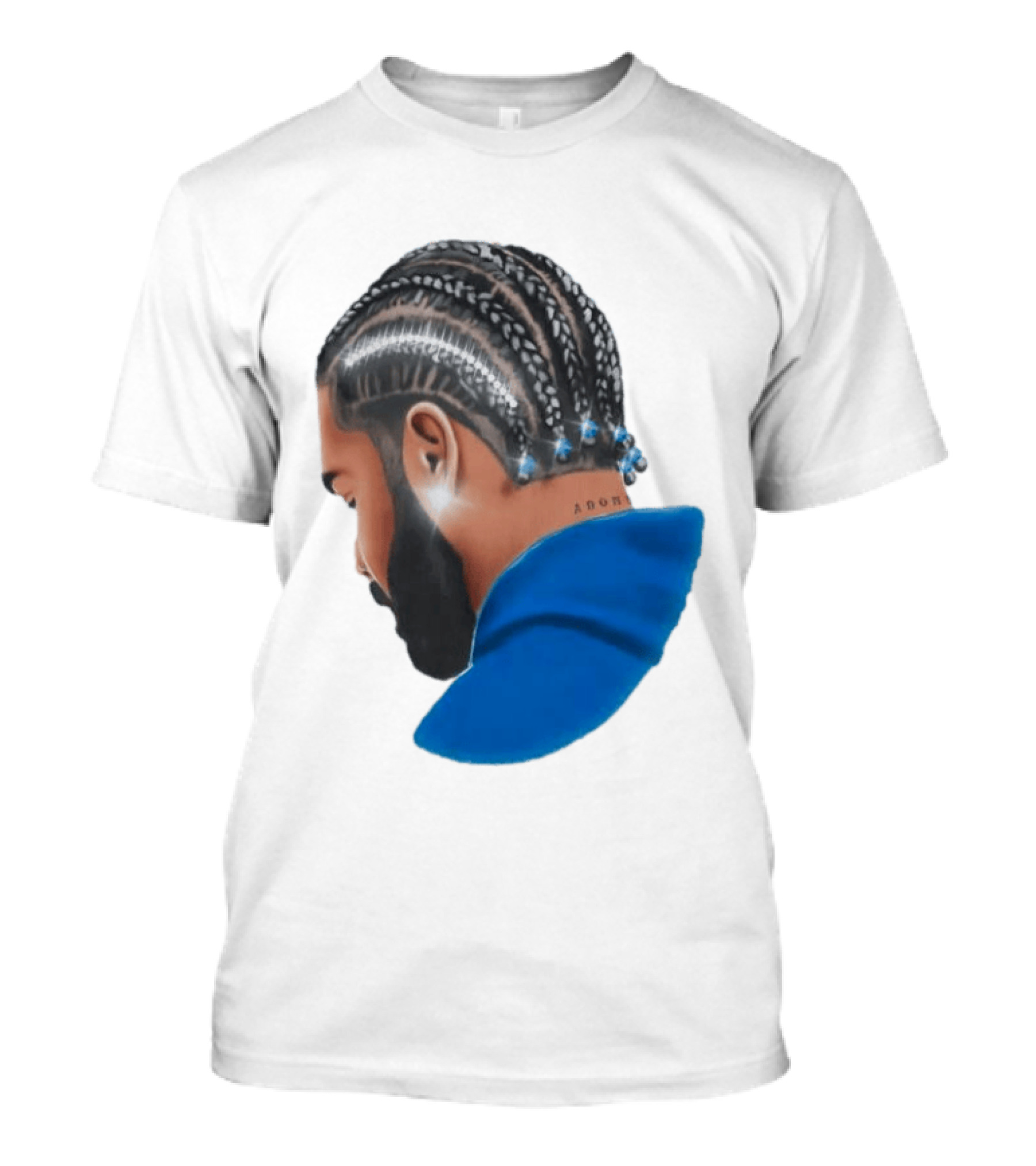 Drake Cornrow Braid Hairstyle Blue Sparkle T-Shirt