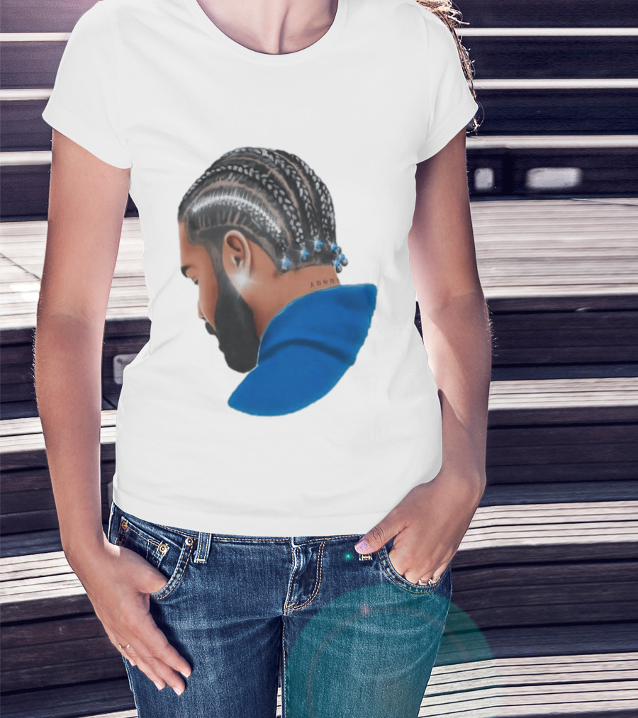 Drake Cornrow Braid Hairstyle Blue Sparkle T-Shirt