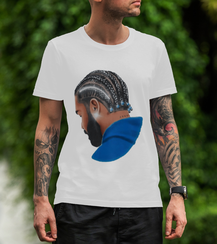 Drake Cornrow Braid Hairstyle Blue Sparkle T-Shirt