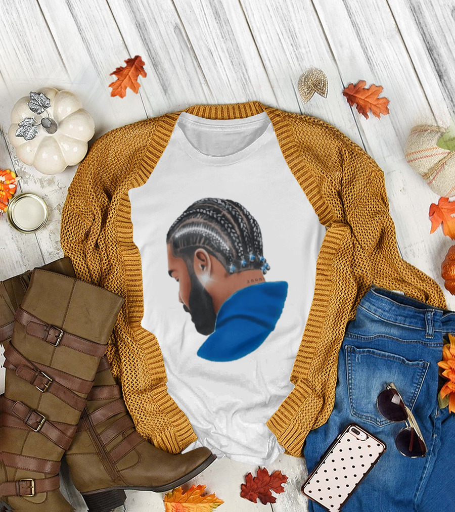 Drake Cornrow Braid Hairstyle Blue Sparkle T-Shirt