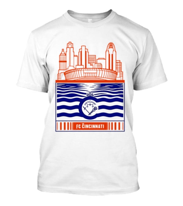 FC Cincinnati Stadium Skyline With River Flag T-Shirt