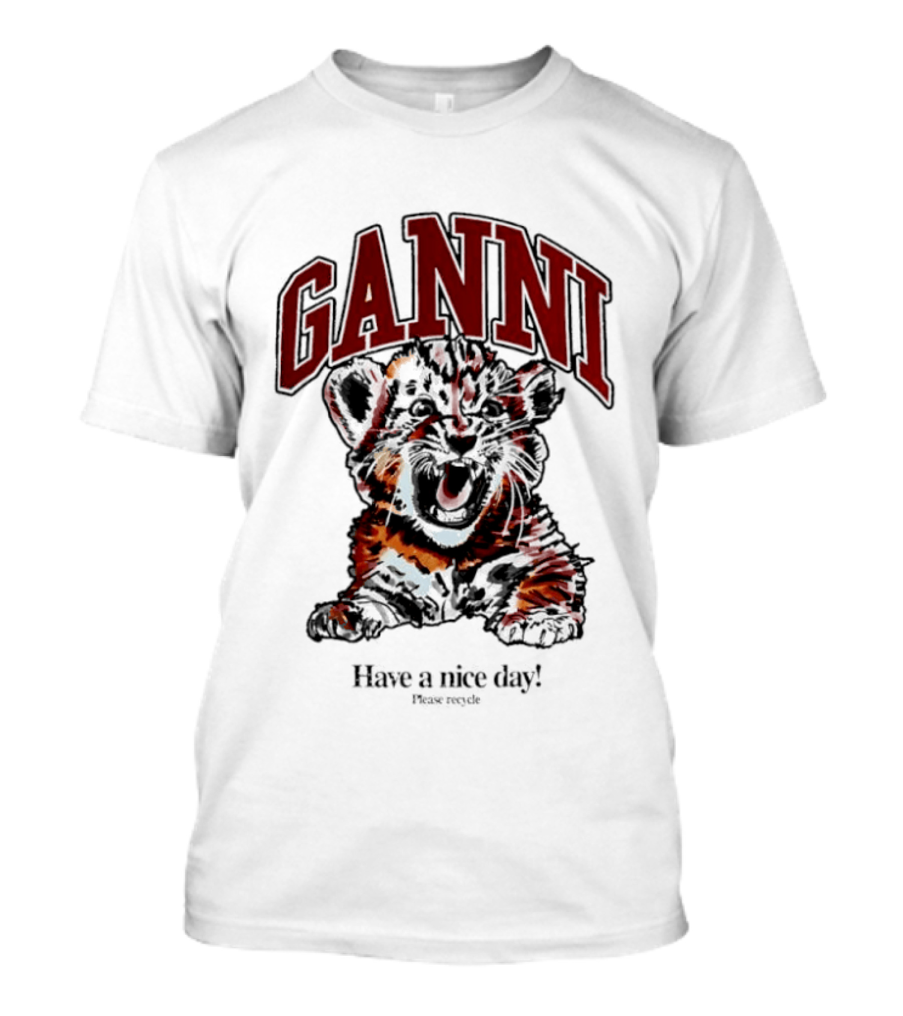Ganni Have A Nice Day Please Recycle Tiger T-Shirt