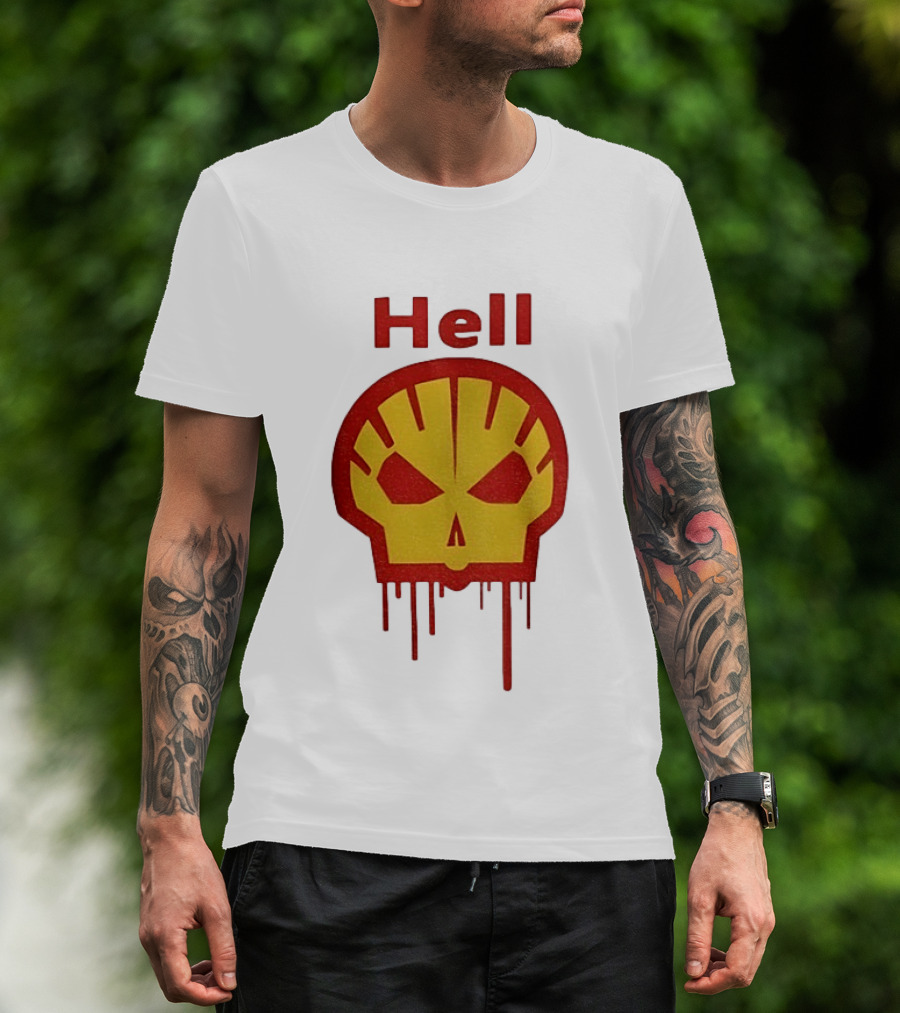 Hell Shell Dripping Skull Icon Red Yellow T-Shirt