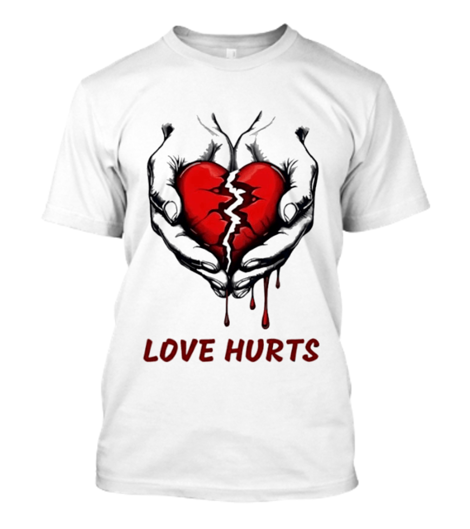 Love Hurts Bleeding Broken Heart Emotional Expression T-Shirt