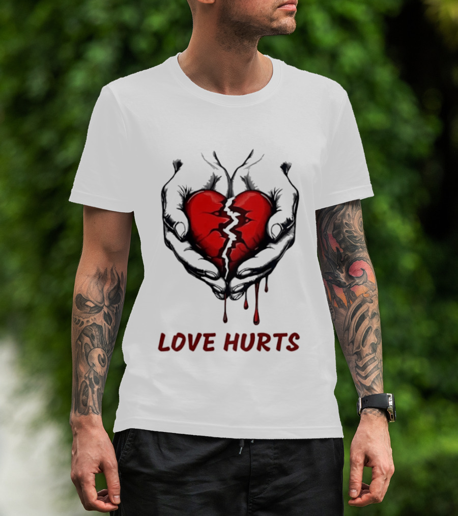 Love Hurts Bleeding Broken Heart Emotional Expression T-Shirt