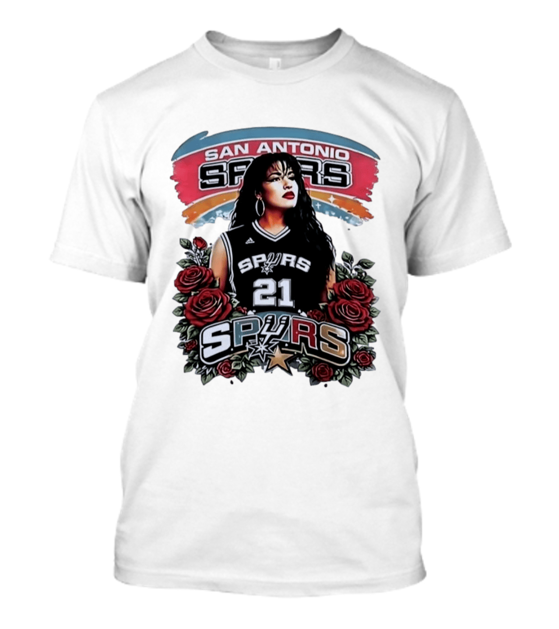 San Antonio Spurs 21 Selena Quintanilla Roses T-Shirt