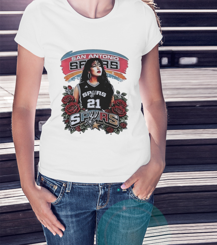 San Antonio Spurs 21 Selena Quintanilla Roses T-Shirt