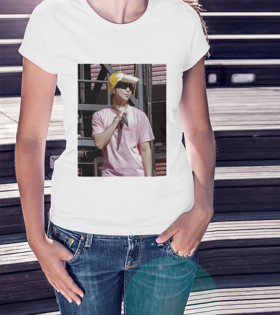 Namjoon Wearing Psyduck Hat Pink T T-Shirt