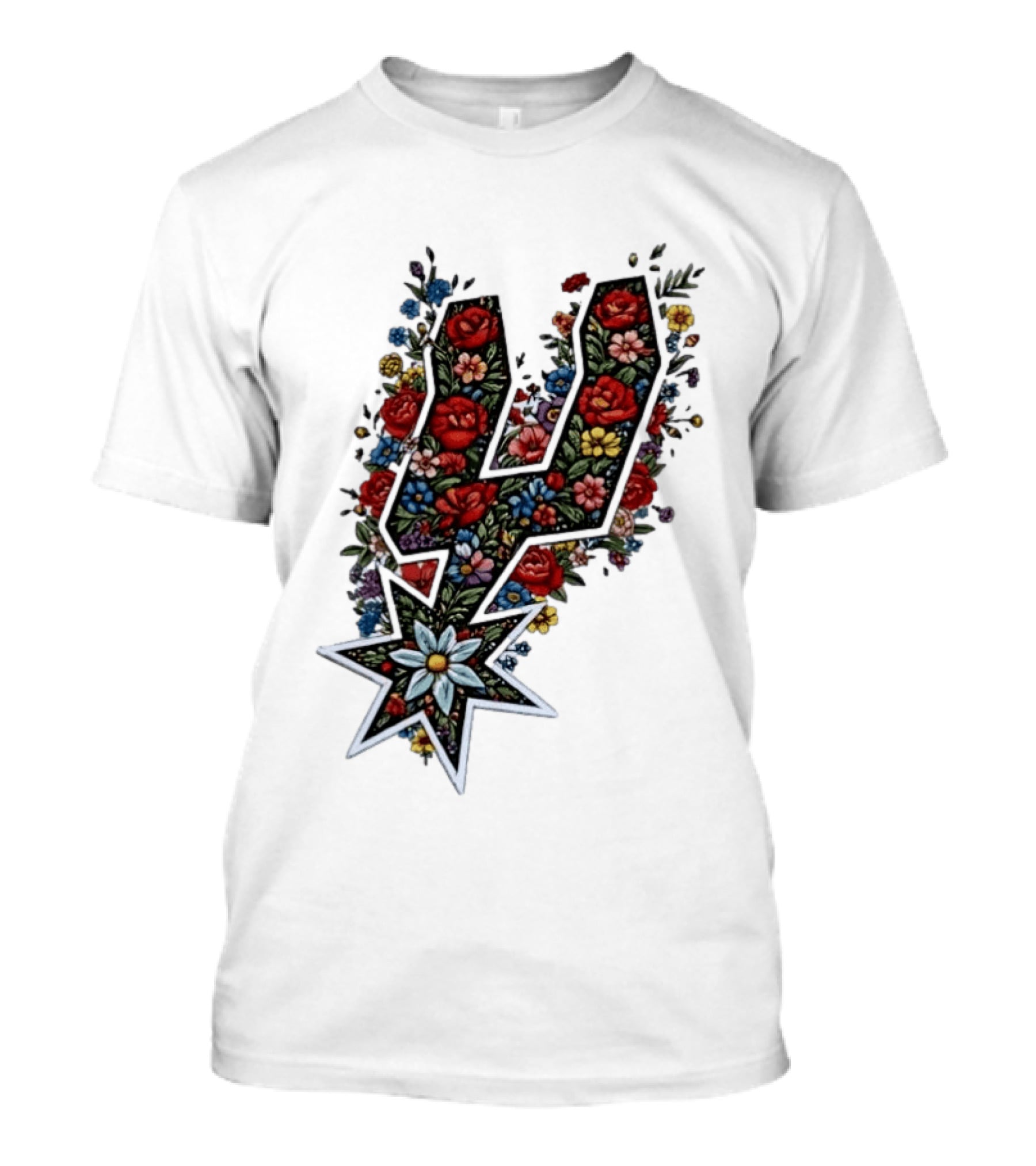 San Antonio Spurs Floral Rose Garden Spurs Team T-Shirt
