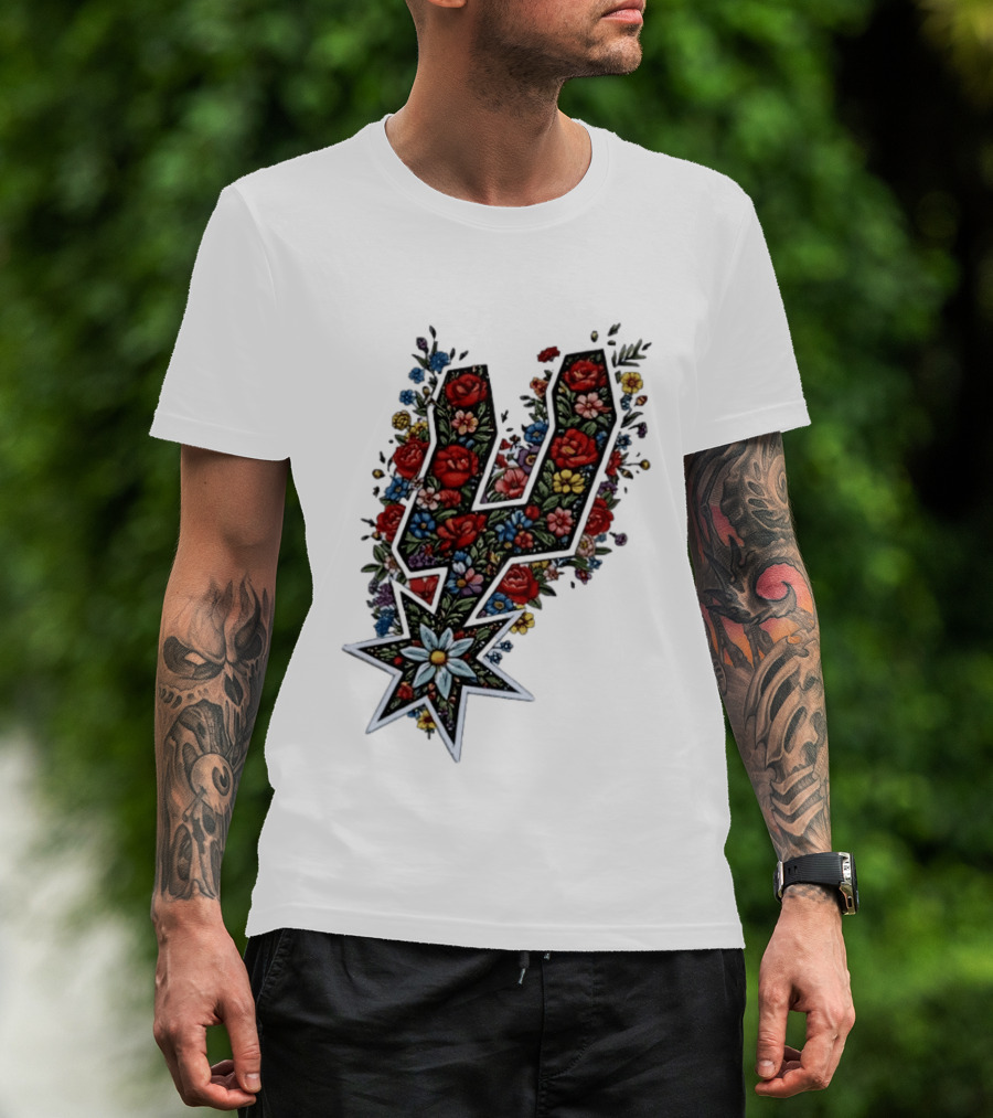 San Antonio Spurs Floral Rose Garden Spurs Team T-Shirt