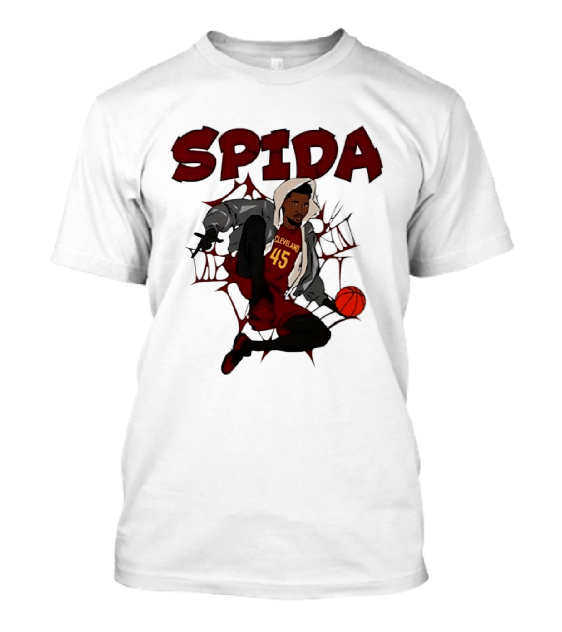 SPIDA Cleveland 45 Donovan Mitchell Basketball Spider Web T-Shirt