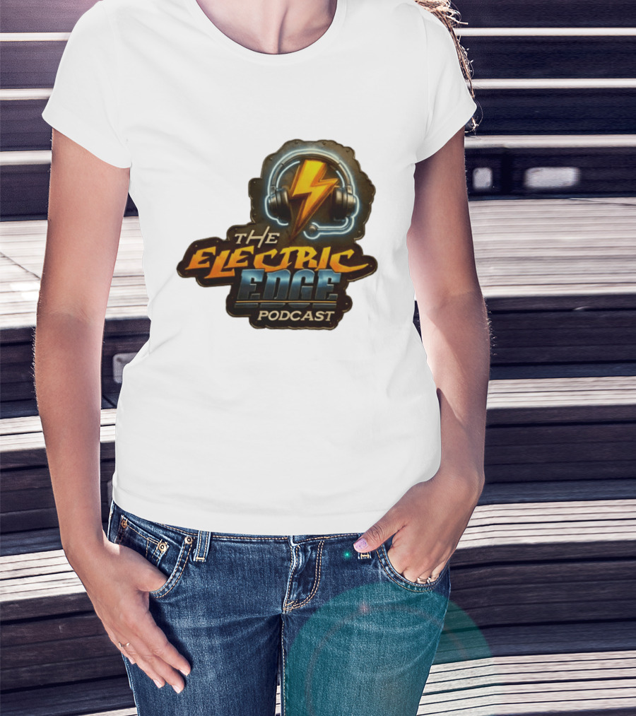 The Electric Edge Podcast Headphone Lightning Bolt T-Shirt