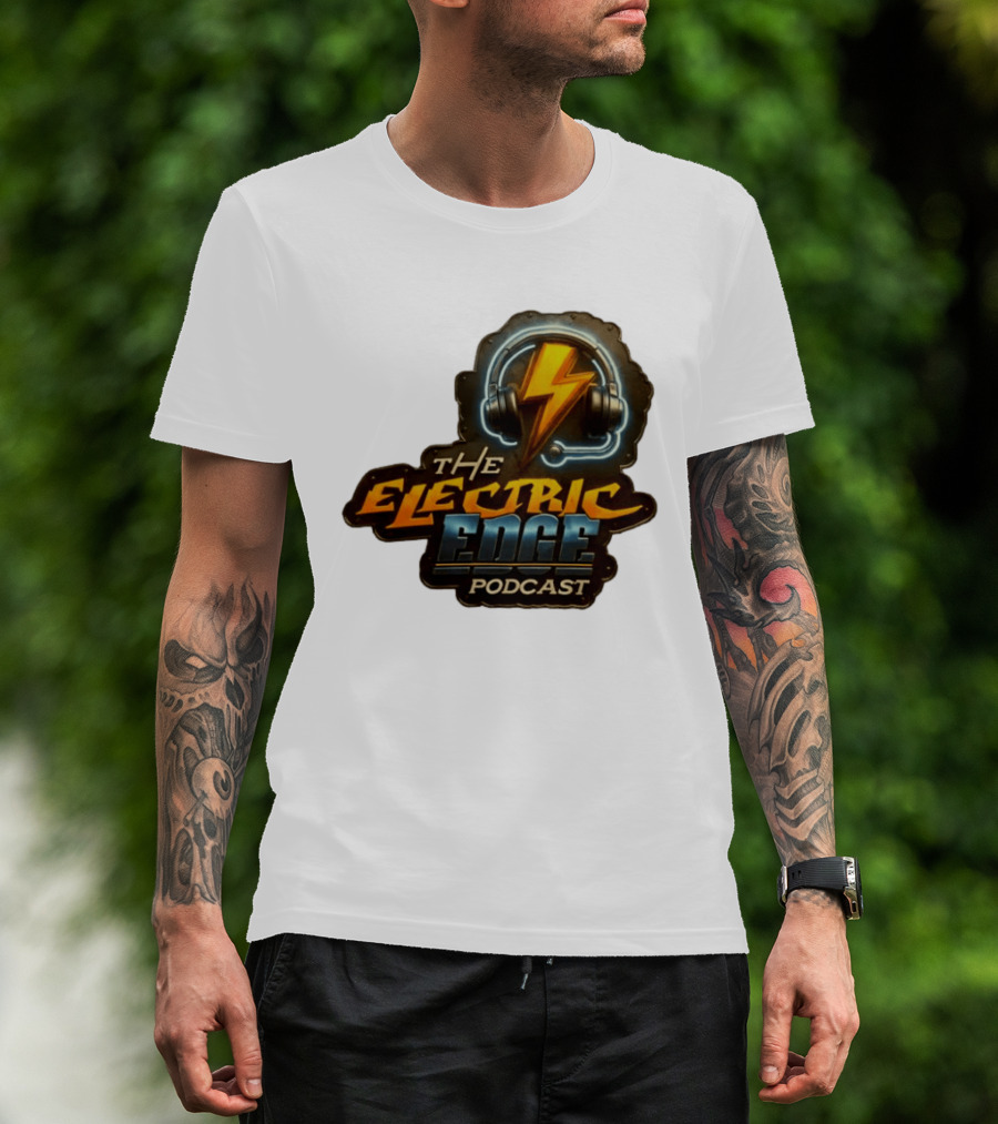 The Electric Edge Podcast Headphone Lightning Bolt T-Shirt