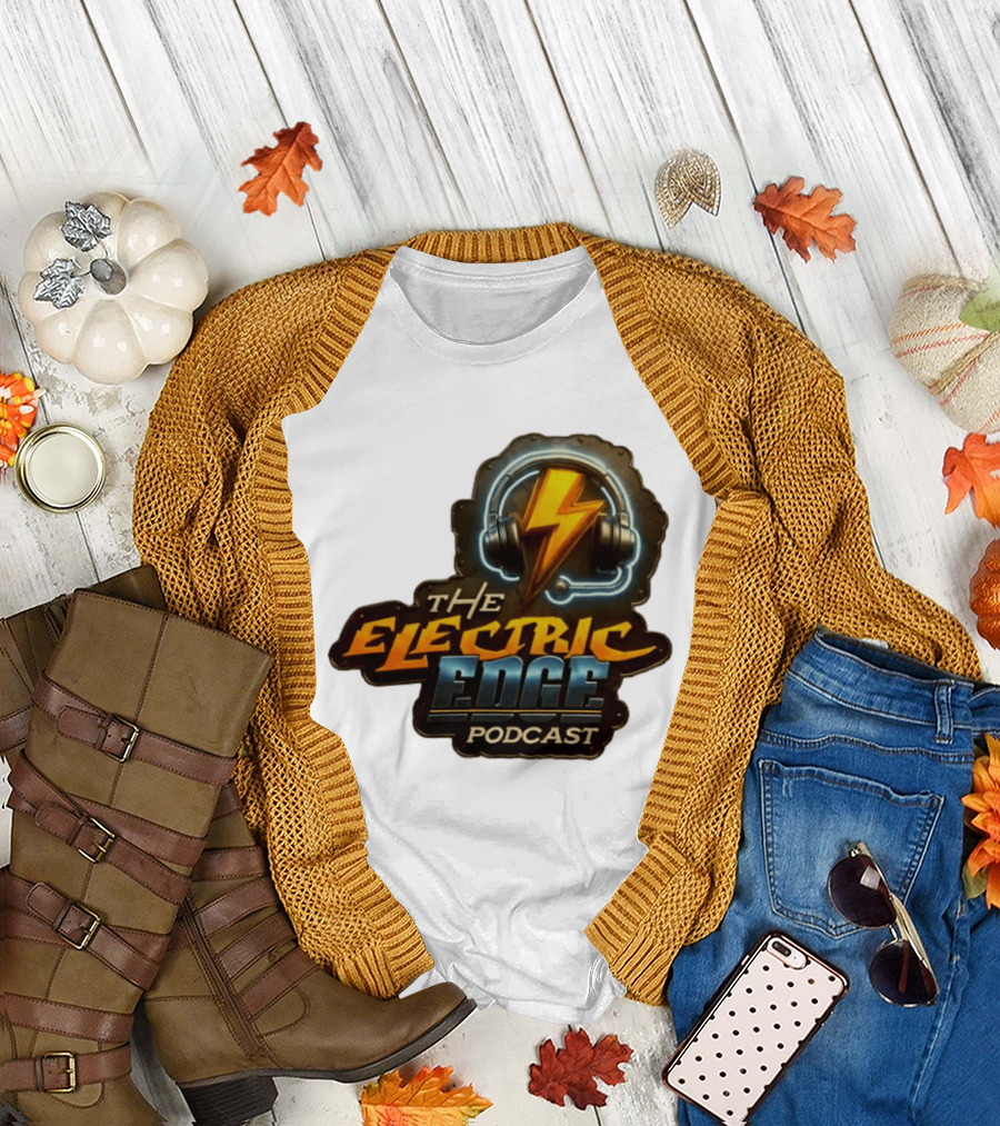 The Electric Edge Podcast Headphone Lightning Bolt T-Shirt