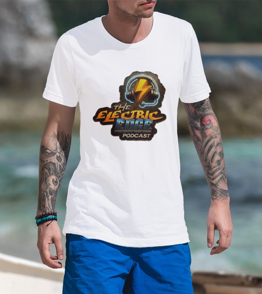 The Electric Edge Podcast Headphone Lightning Bolt T-Shirt