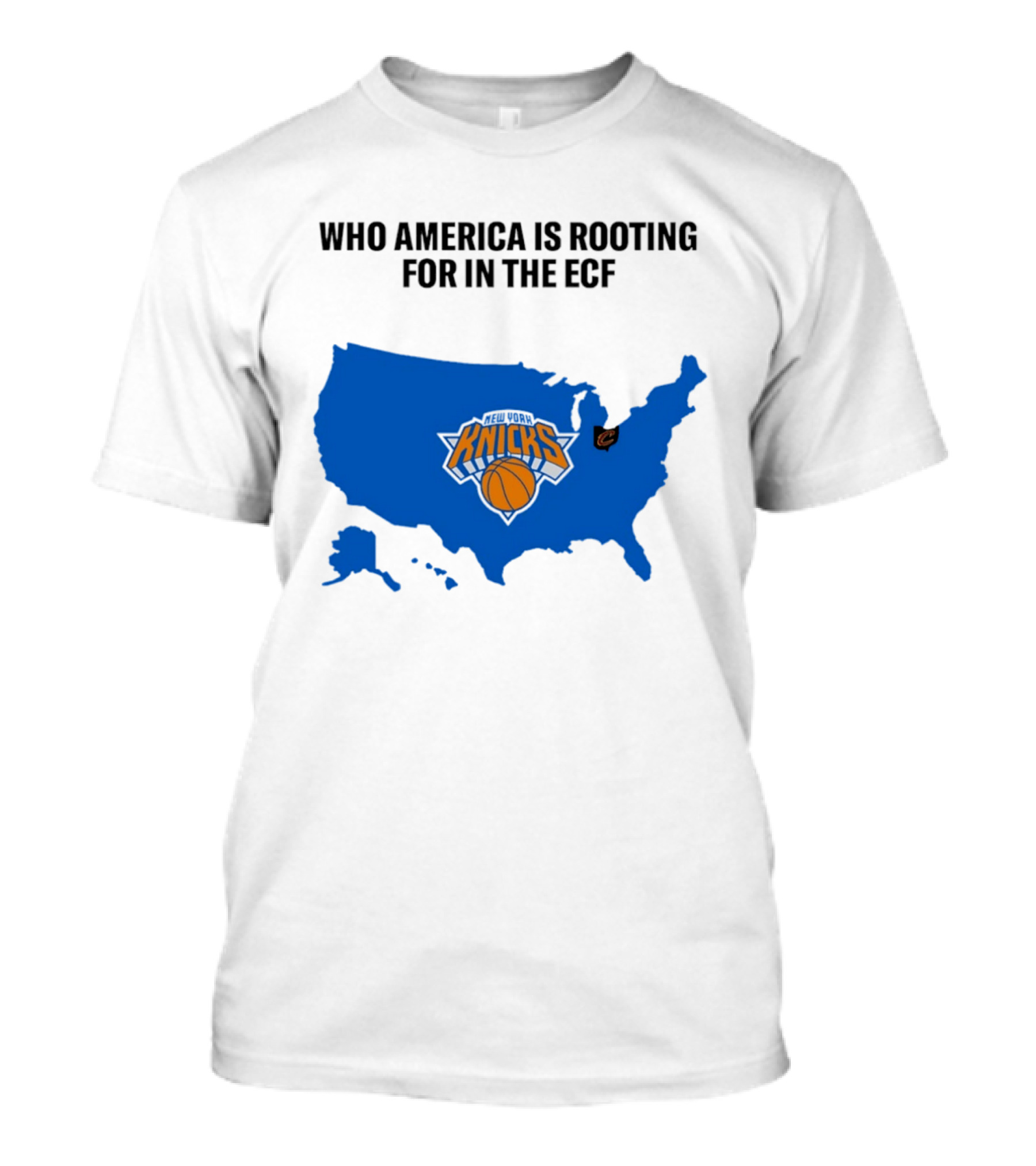 Who America Is Rooting For In The ECF Knicks USA Map Basketball T-Shirt