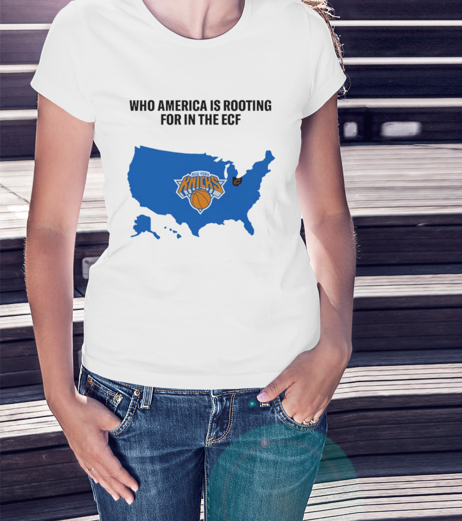 Who America Is Rooting For In The ECF Knicks USA Map Basketball T-Shirt