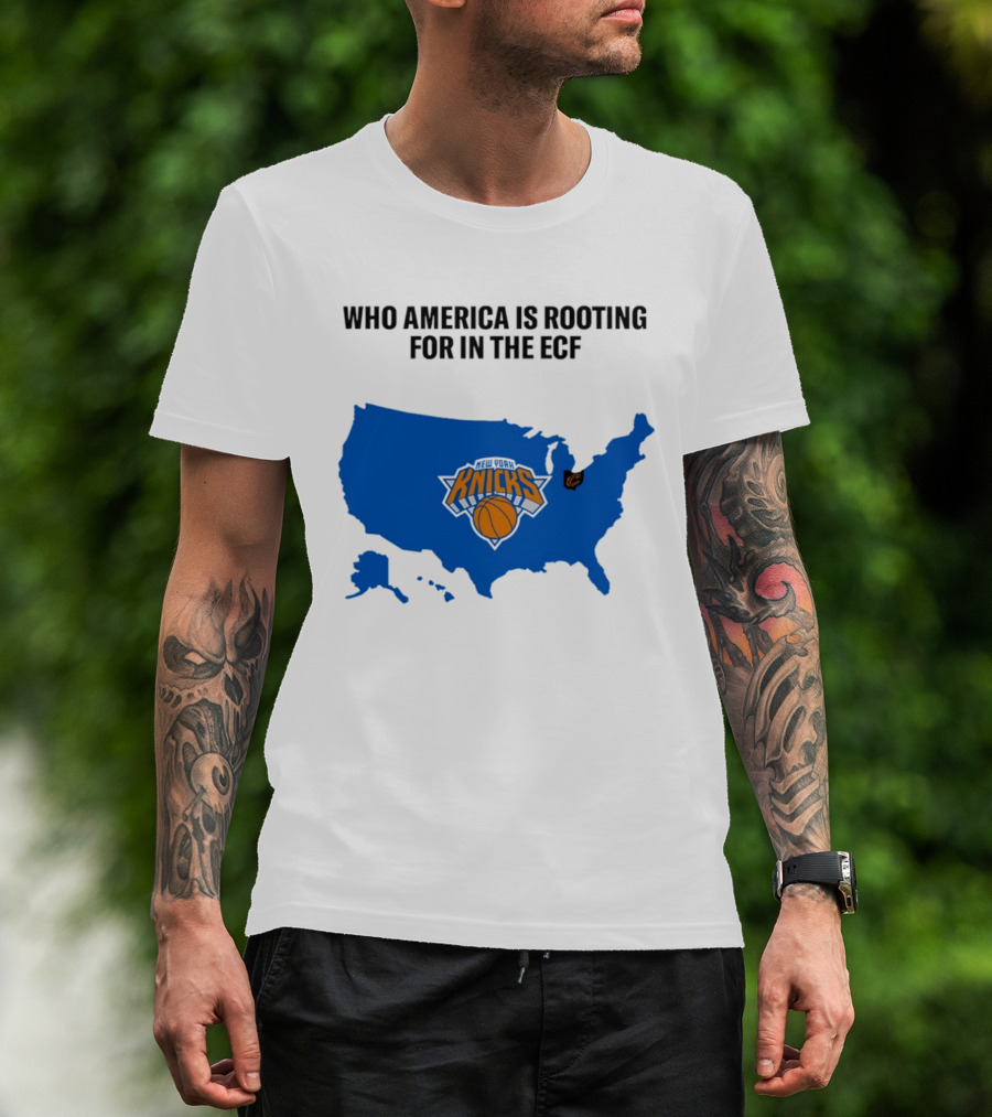 Who America Is Rooting For In The ECF Knicks USA Map Basketball T-Shirt