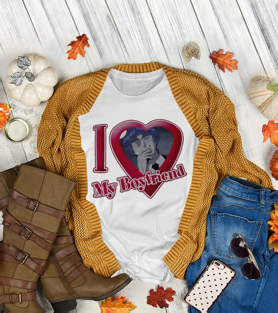 I Love My Boyfriend Heart Anime Style Wolf Keum Wind Breaker T-Shirt