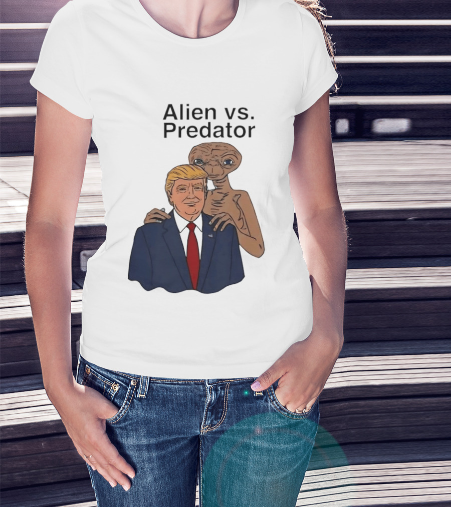 Alien Vs Predator Donald Trump ET Parody Fashion T-Shirt