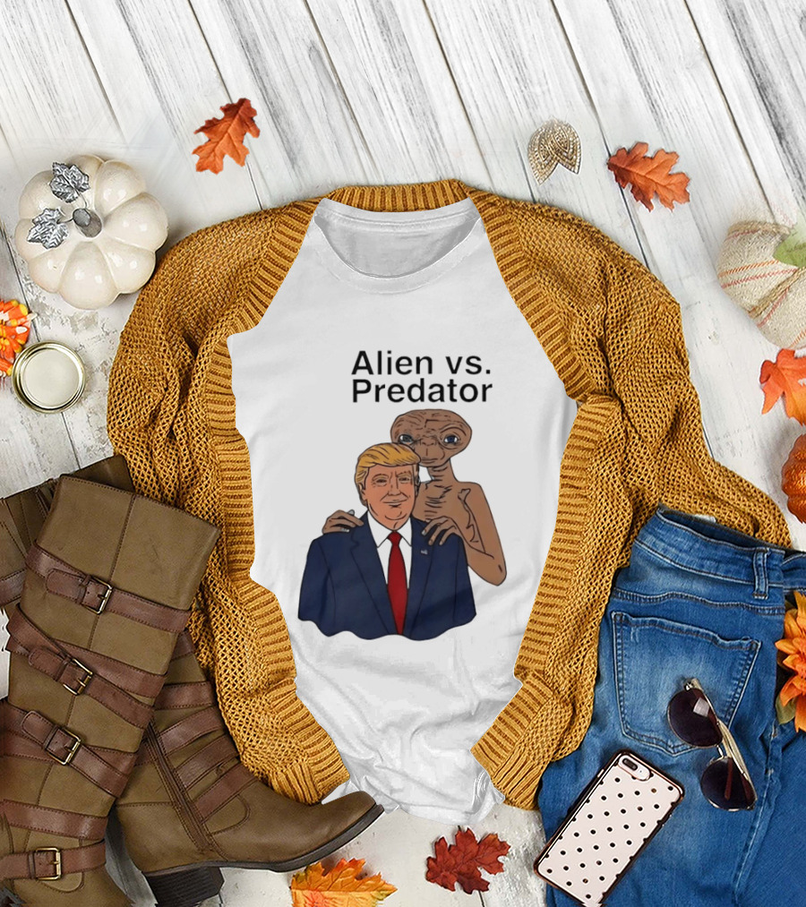 Alien vs Predator Donald Trump ET Parody Fashion T-Shirt